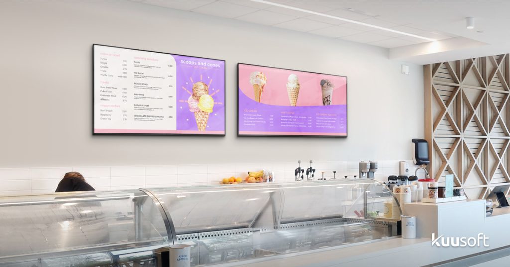 ice cream digital menu board